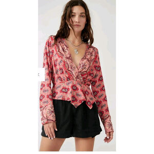 Free People Pink Floral Blouse